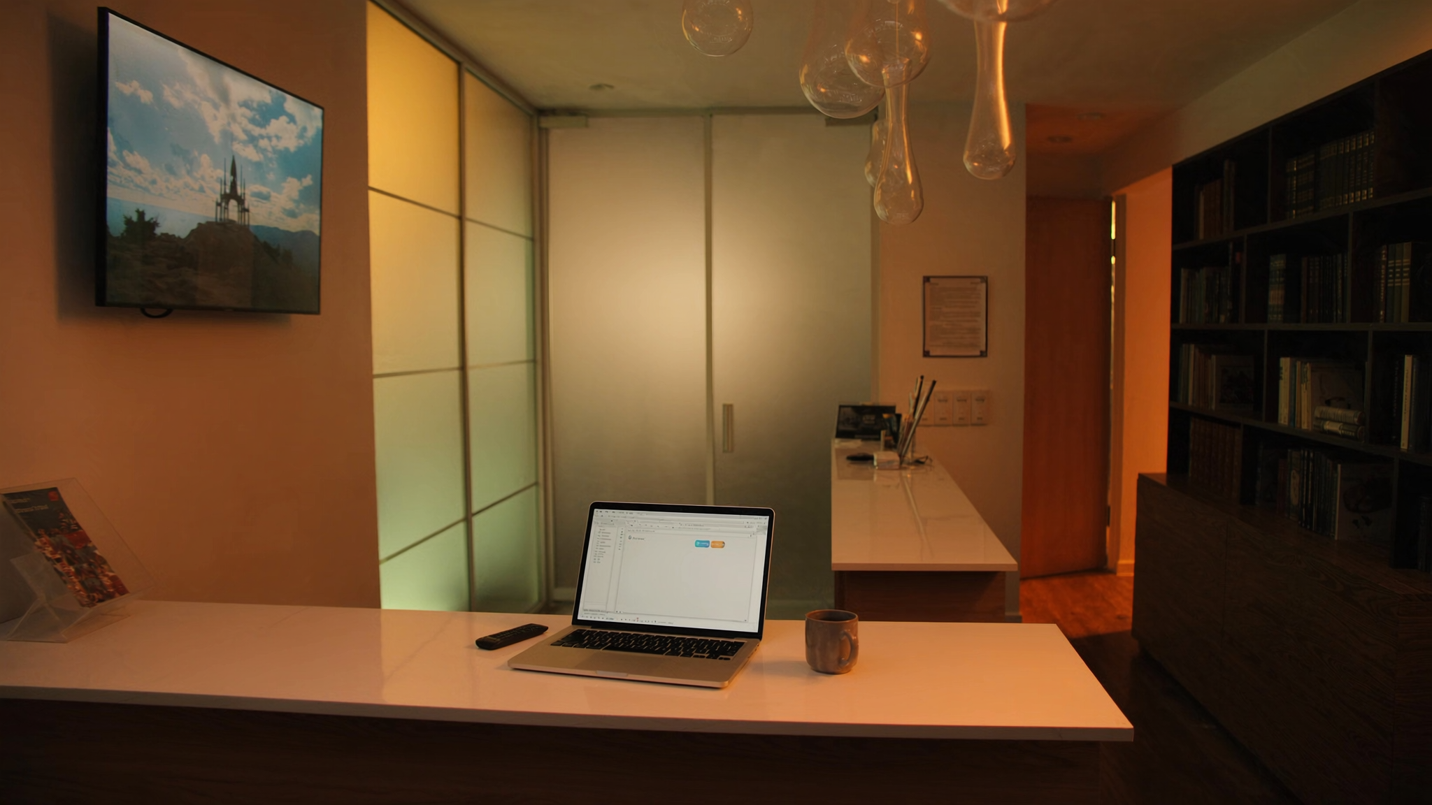 Laptop on a dental office reception desk after hours, representing a dental AI chatbot